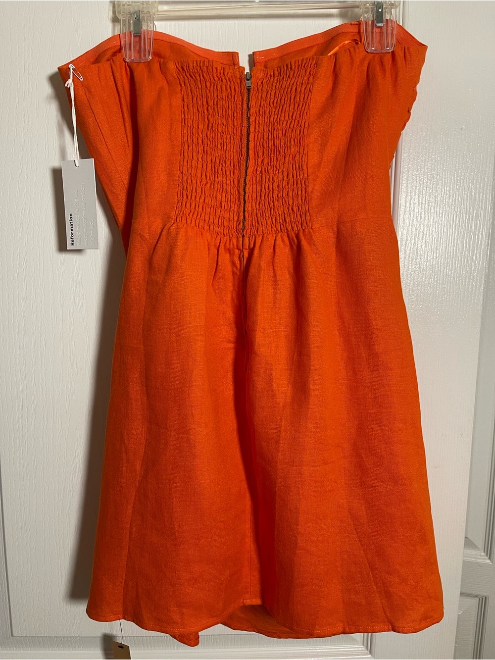 Reformation Abeni Linen Dress Flame Size 10 - Picture 5 of 16